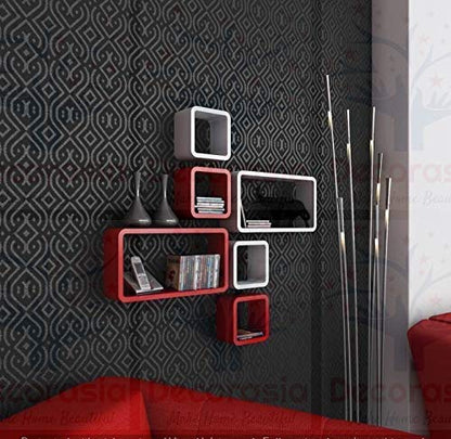 DECORASIA� Beautiful & Antique Cube & Rectangle Shape (Set of 6) Mounted Rack Shelves.