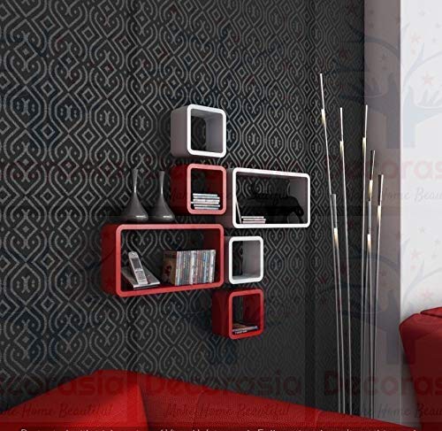 DECORASIA Beautiful & Antique Cube & Rectangle Shape (Set of 6) Mounted Rack Shelves.