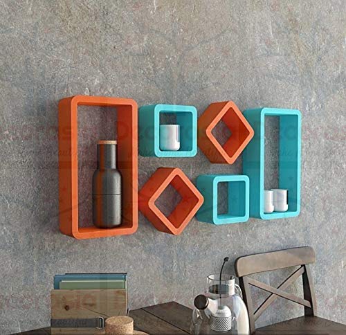 DECORASIA� Beautiful & Antique Cube & Rectangle Shape (Set of 6) Mounted Rack Shelves.