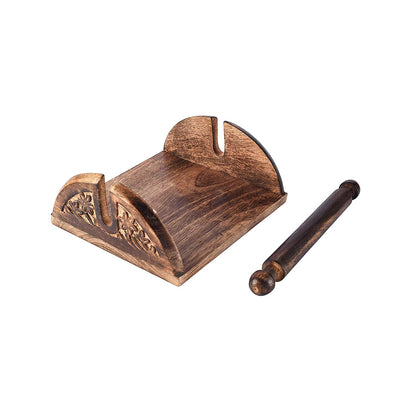 Handcrafted Mango Wood Antique Brown Napkin Holder