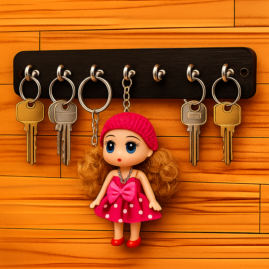 Cute Doll Key Holder – Decorative Wall Hook Organizer