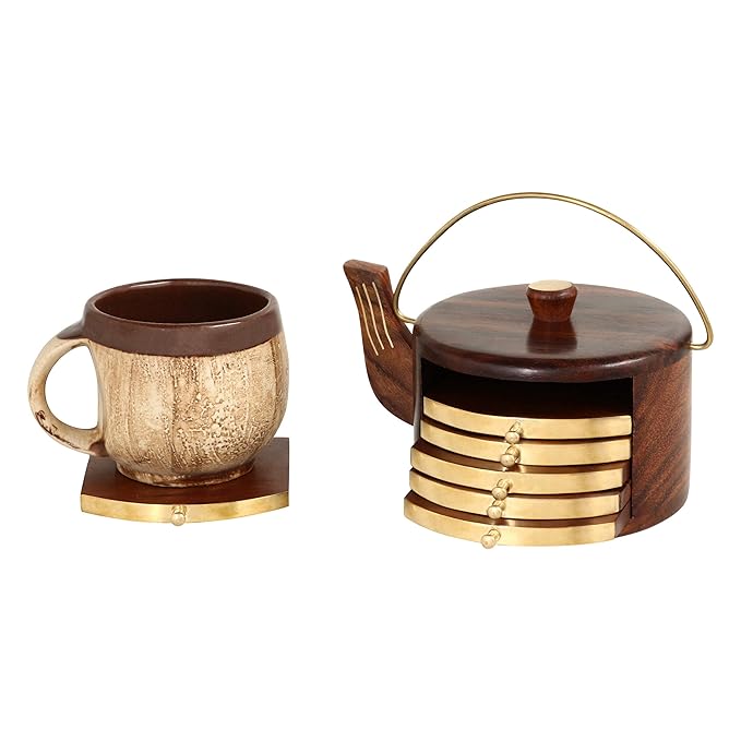 Wooden Kettle Shape Coasters