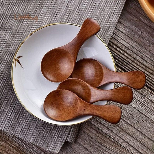 Small Wooden Salt Spoon - 12 Pack Mini Wood Spoon with Short Handle, Perfect for Small Jars of Jam, Spices, Condiments, Seasoning, Sugar, Honey, Coffee, Tea, Mustard, Ice Cream, Milk Powder