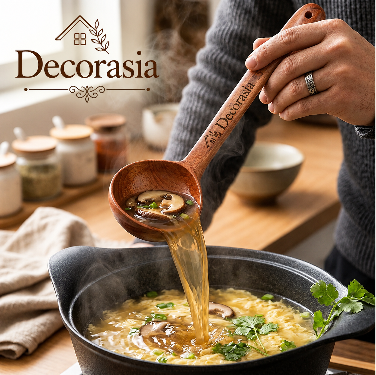 Decorasia Handcrafted Wooden Ladle (Serving Spoon)